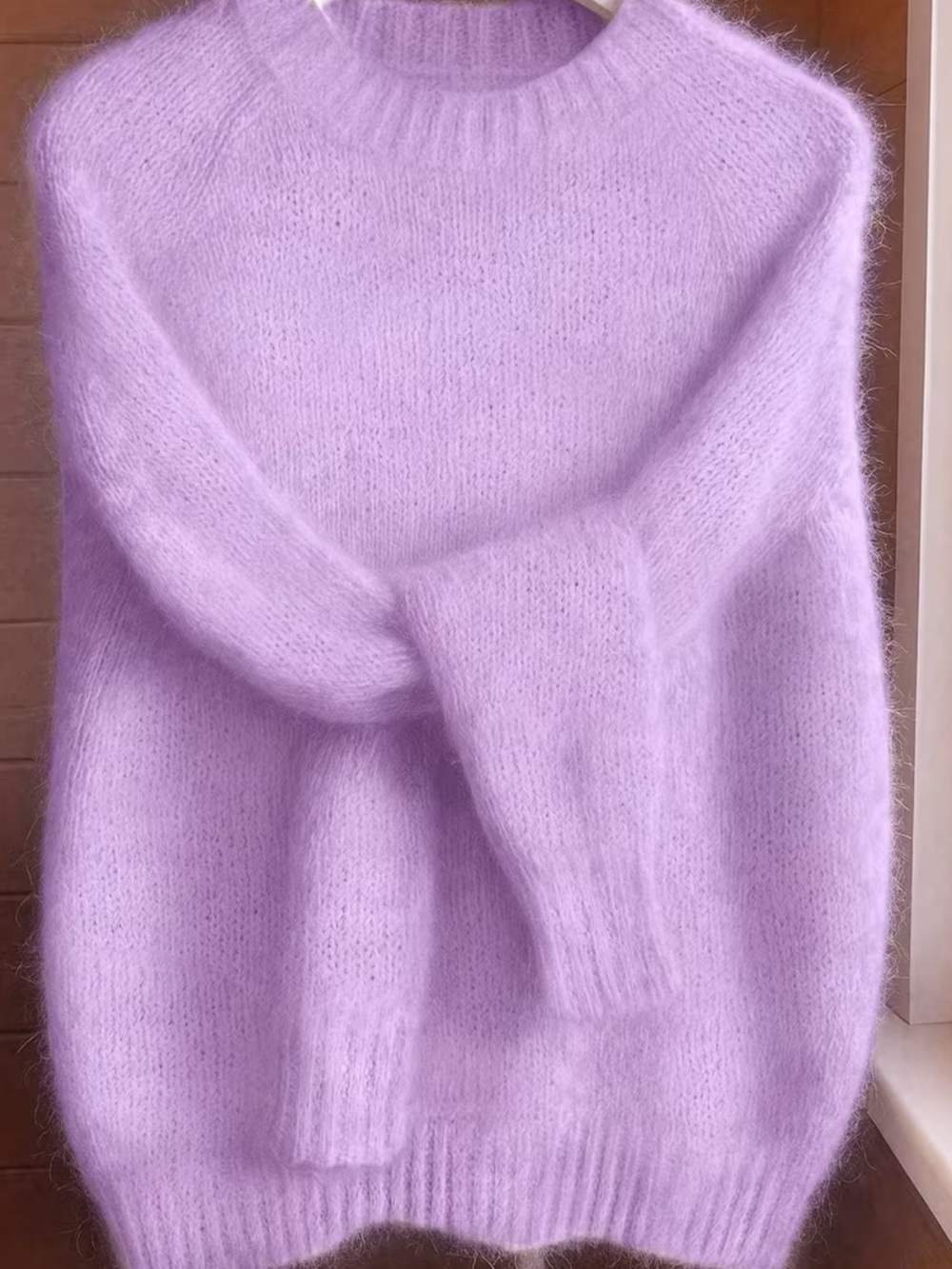 100% Mohair New Cozy Lavender Crewneck Sweater